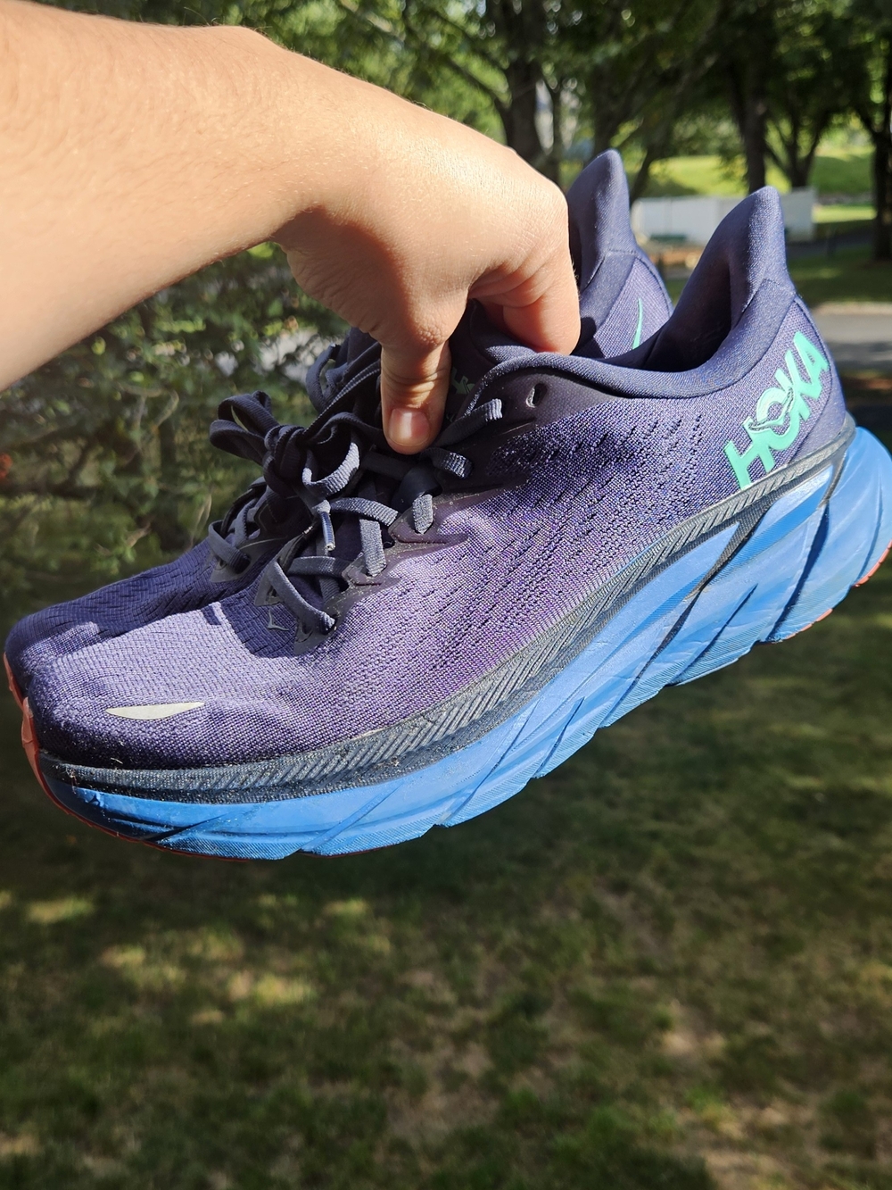 Hoka Women's Purple and Blue Cushioned Running Shoes